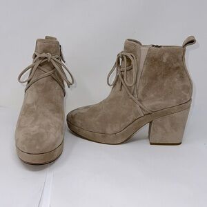 Eileen Fisher Sz 9 Laugh Ankle Boots Nubuck Suede in Dusk Bone - New